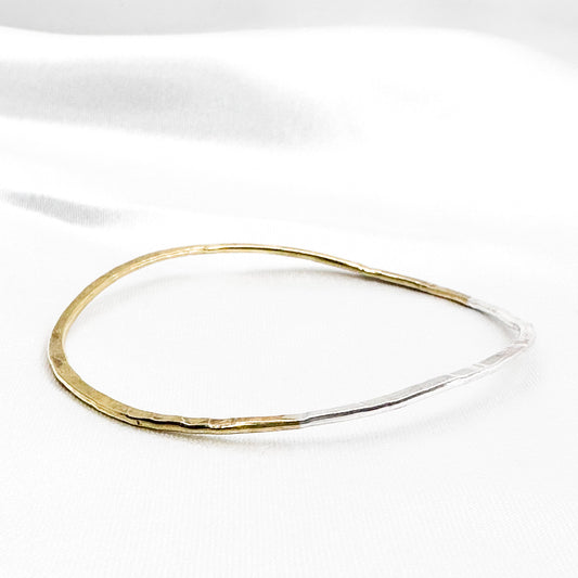 stackable silver and gold bracelet in 925 sterling silver and brass