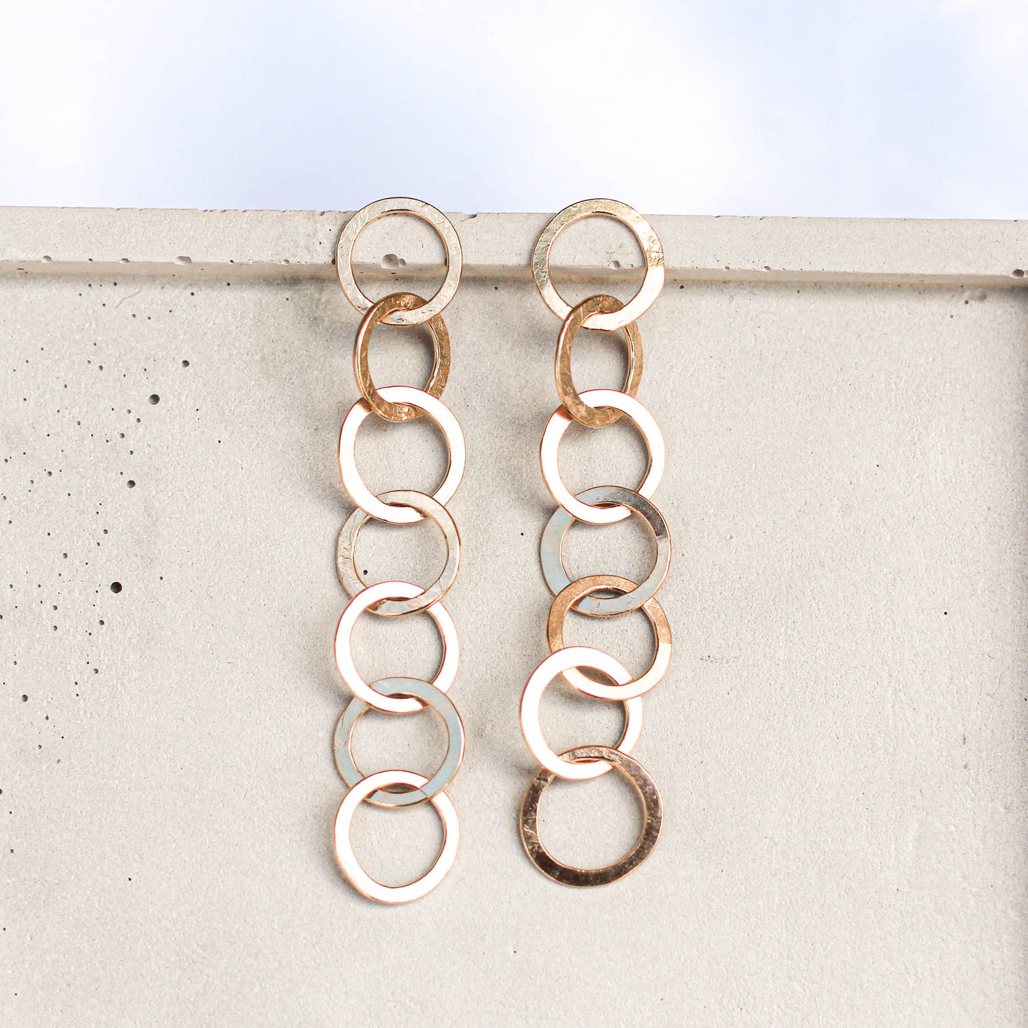 golden multi circle chain earrings • 14ct gold plated