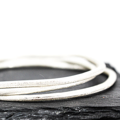 set of 3 stackable silver bangles • sterling silver, free form, textured