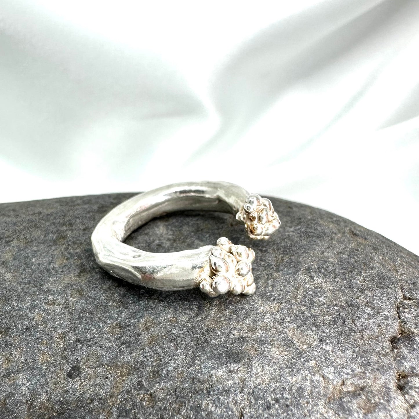 Chunky Sterling Silver Ring – Molten Cluster Open Band, One of a Kind