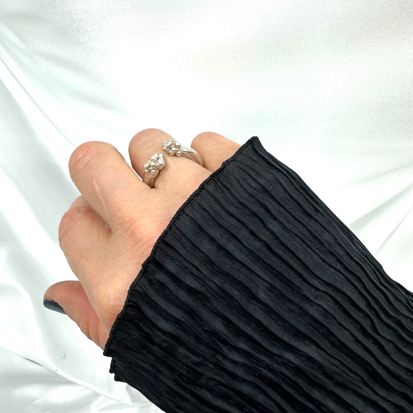 Chunky Sterling Silver Ring – Molten Cluster Open Band, One of a Kind