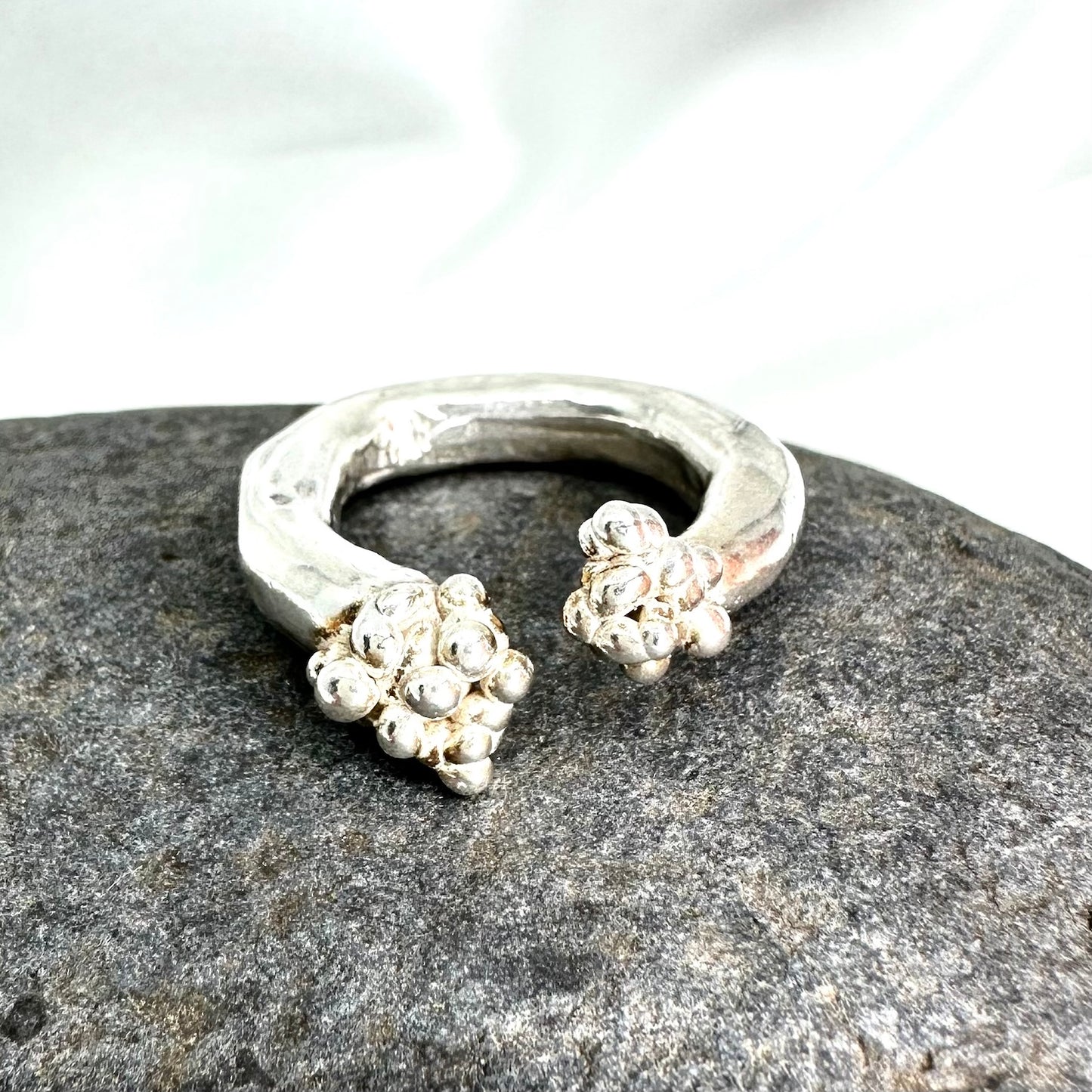 Chunky Sterling Silver Ring – Molten Cluster Open Band, One of a Kind