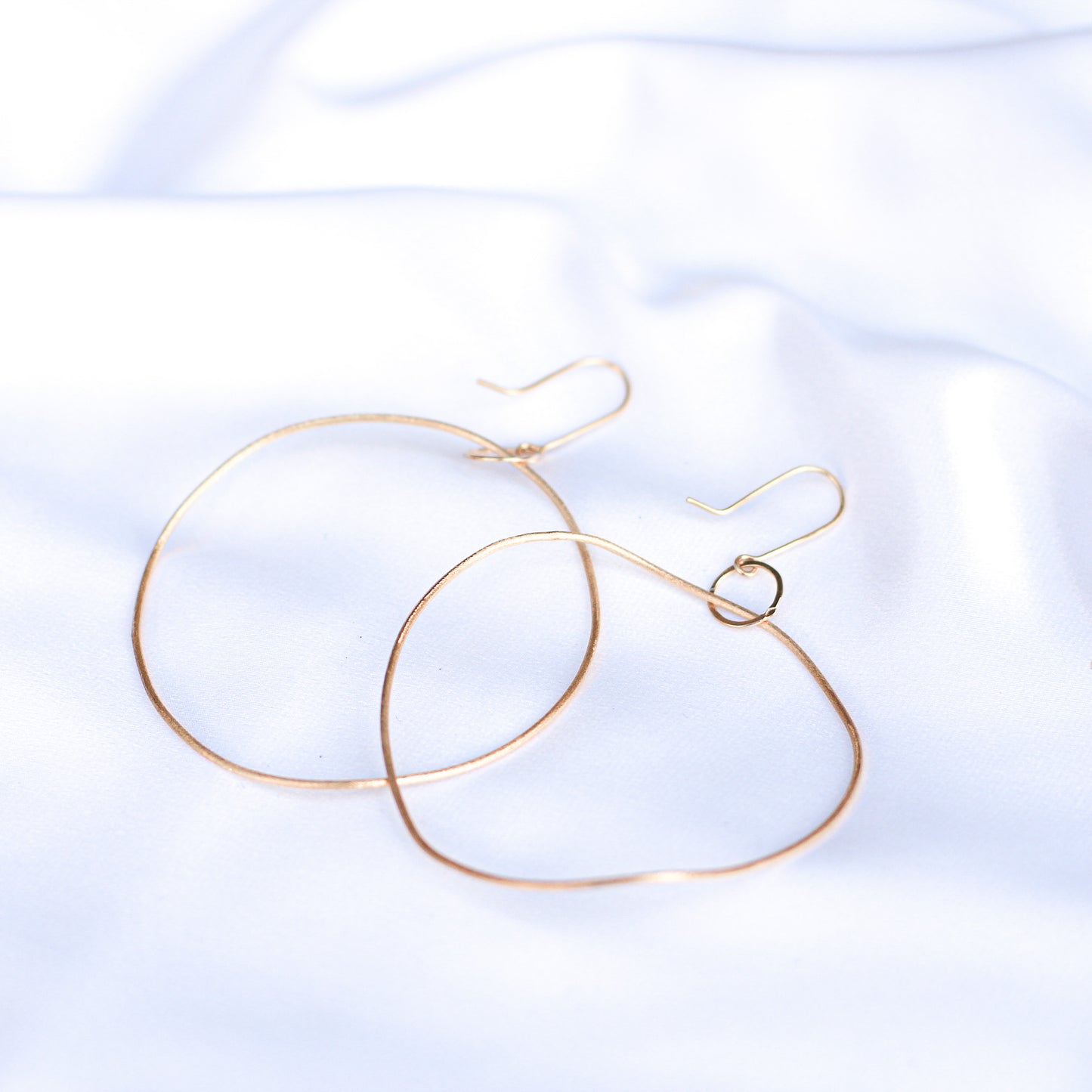 delicate extra long dangling gold hoop earrings • 14ct gold plated