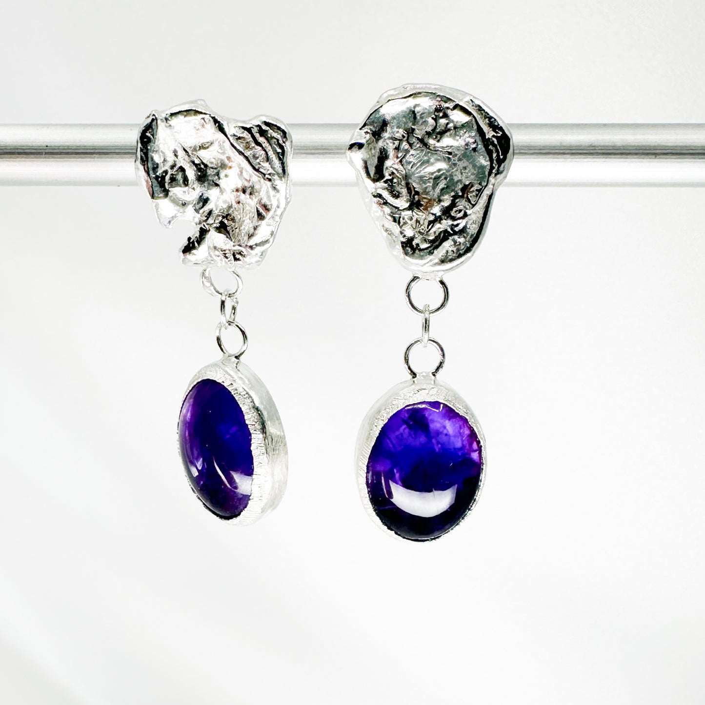 Elegant Amethyst Drop Earrings in Sterling Silver