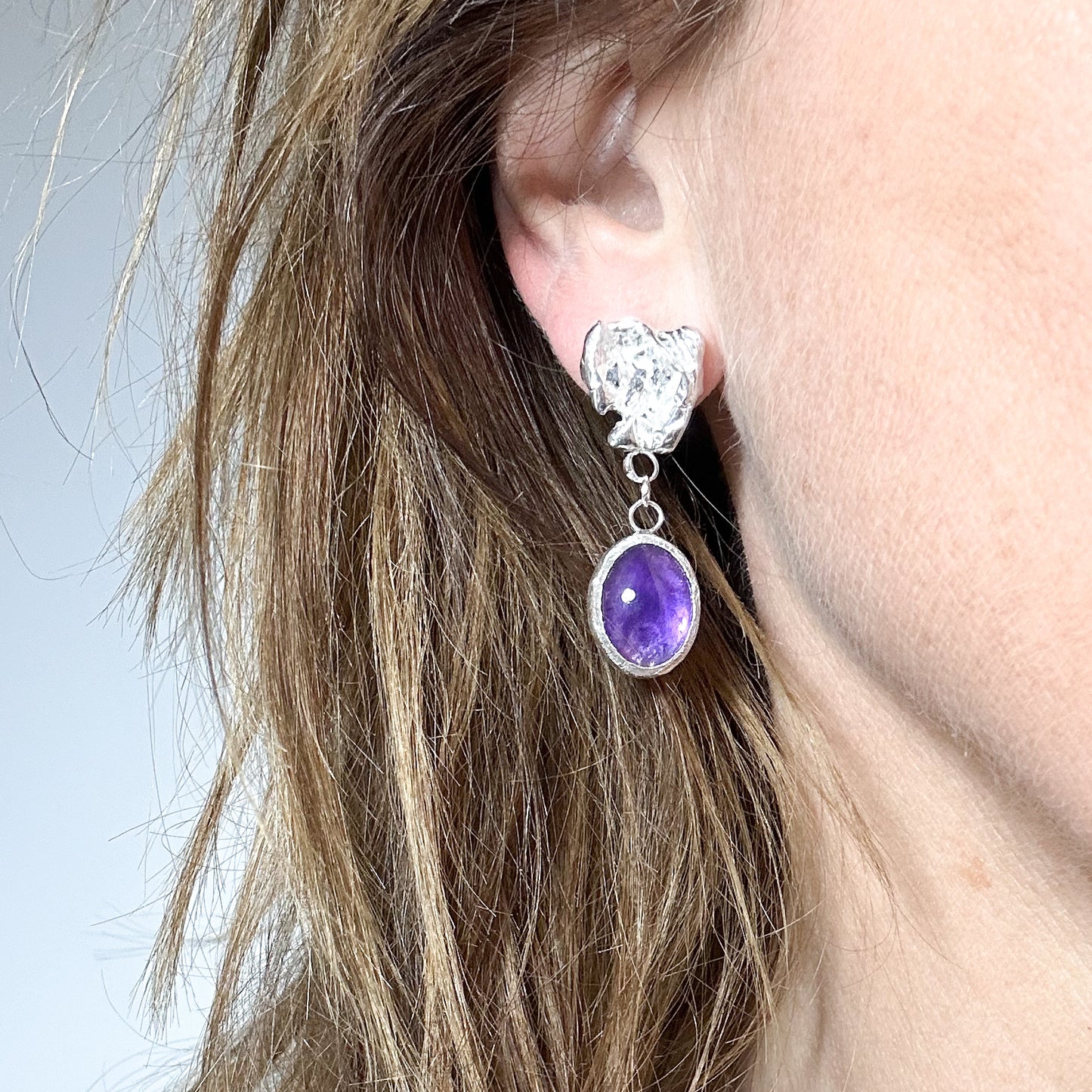 Elegant Amethyst Drop Earrings in Sterling Silver