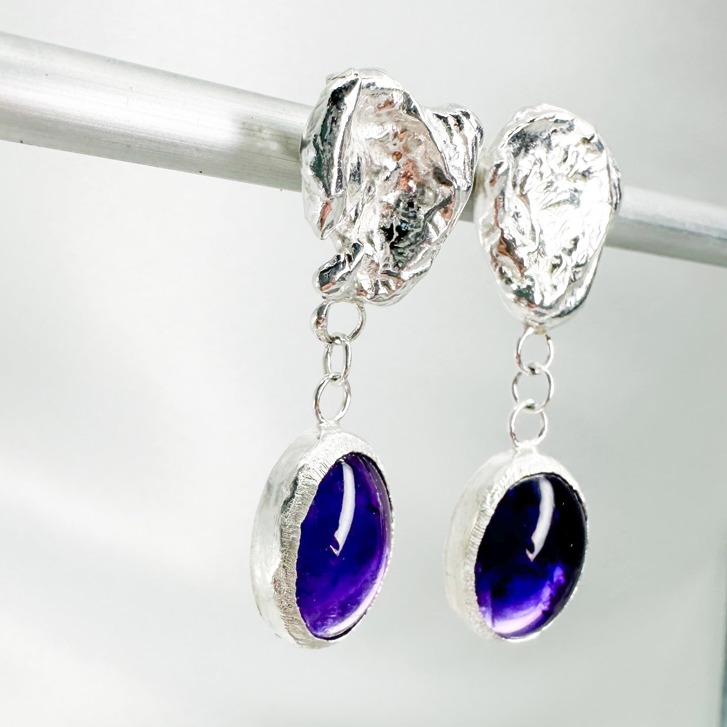 Elegant Amethyst Drop Earrings in Sterling Silver