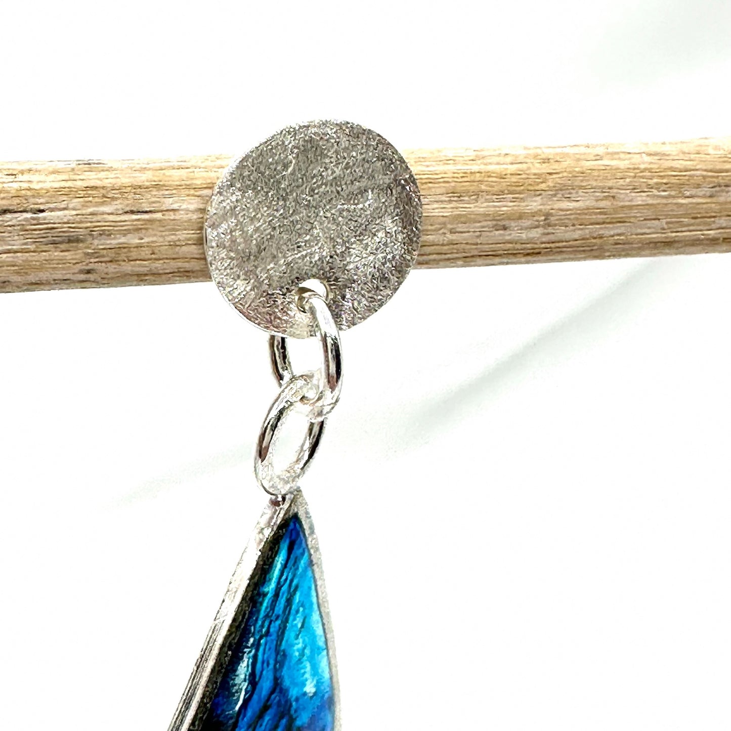 Handmade Sterling Silver Teardrop Earrings with Blue Resin • Sculptural • One of a Kind 1