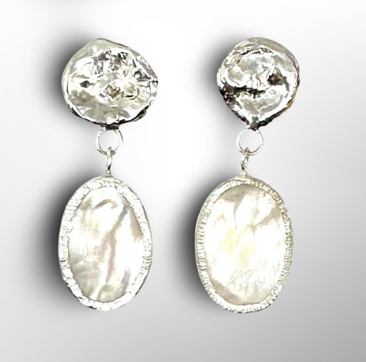 Mother of Pearl Dangle Earrings on Sterling Silver