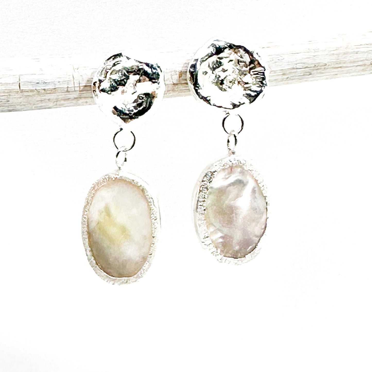 Mother of Pearl Dangle Earrings on Sterling Silver