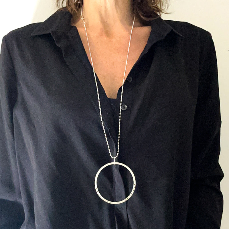 life is a journey silver pendant on long ball chain