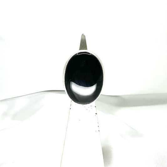 Black Onyx Cocktail Ring in Sterling Silver, size US 8, EU 57, UK P1/2