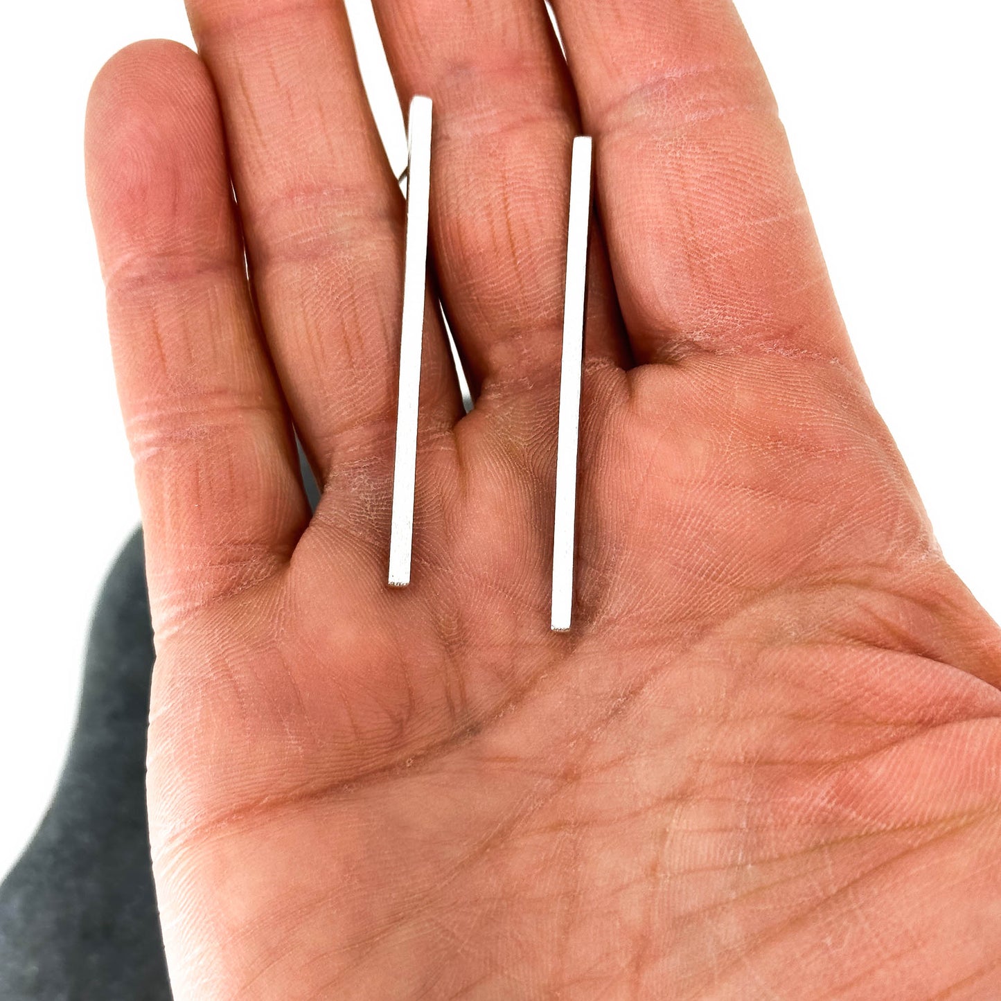 Long Bar Stud Earrings in Sterling Silver