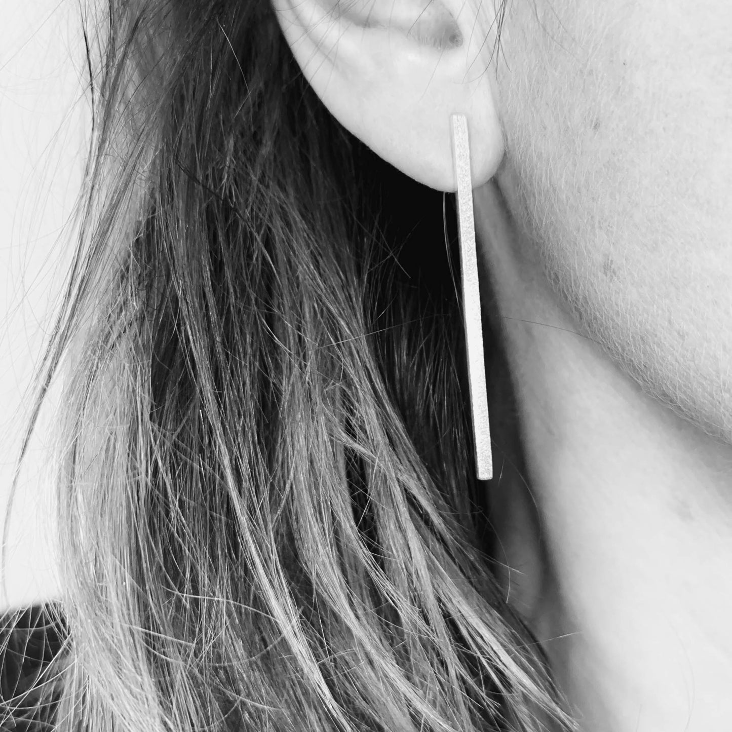 Long Bar Stud Earrings in Sterling Silver