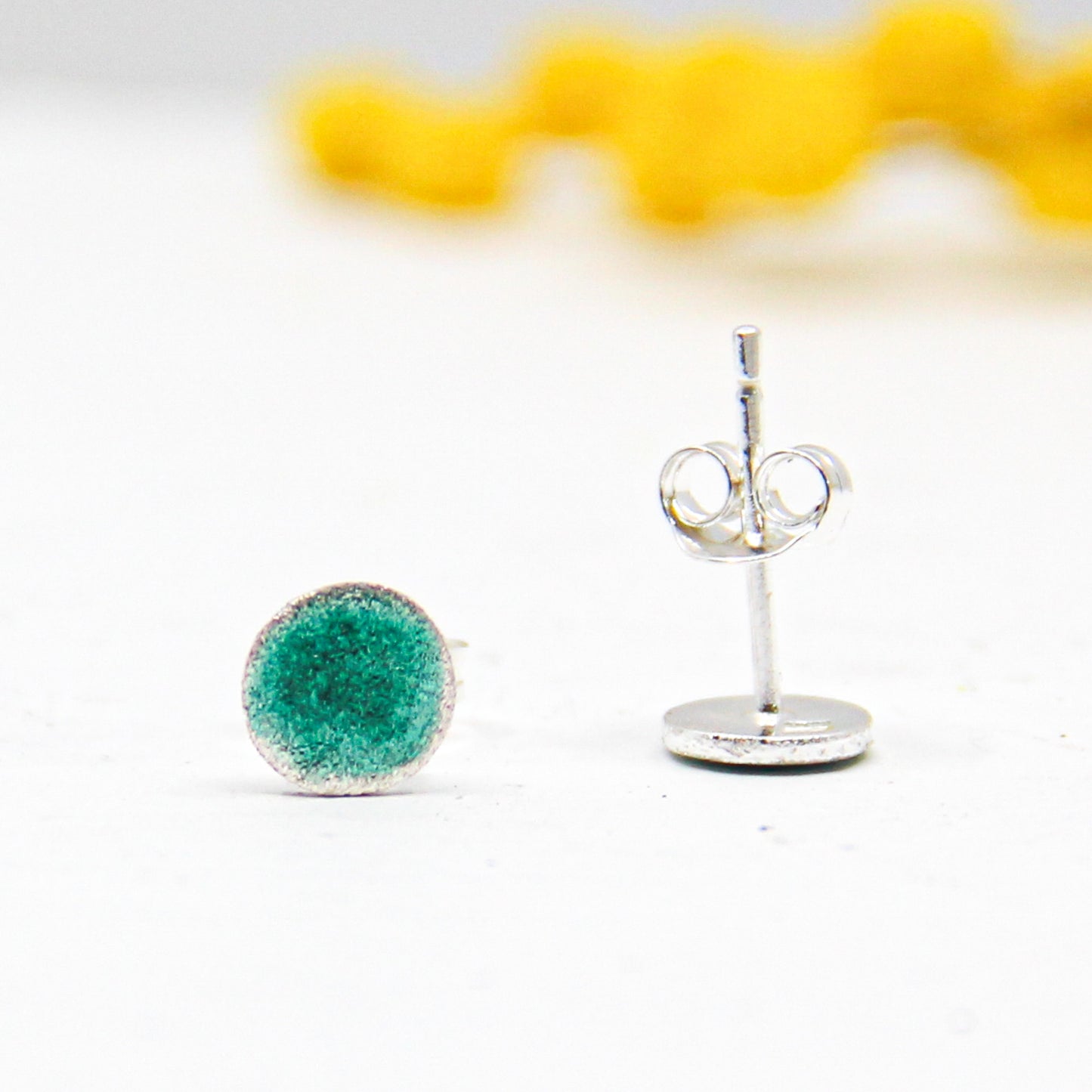 one rainbow stud to mix and match • small minimalist round silver stud earring in different colours