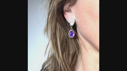 Elegant Amethyst Drop Earrings in Sterling Silver