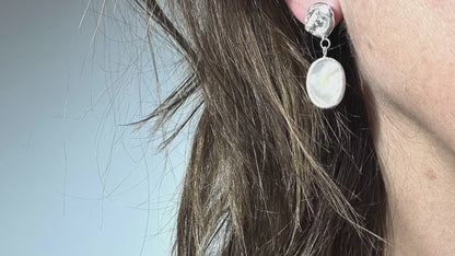 Mother of Pearl Dangle Earrings on Sterling Silver