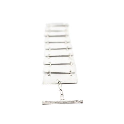 minimalist sterling silver bracelet • hammered rectangular elements • handmade in France