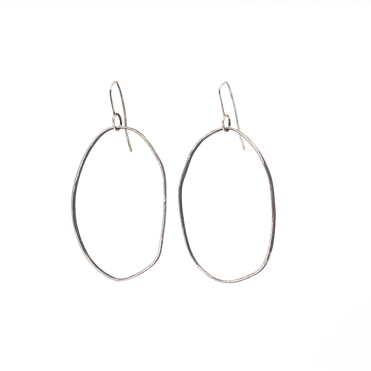 large minimalist dangling silver earrings • textured • eco sterling silver • oxidised