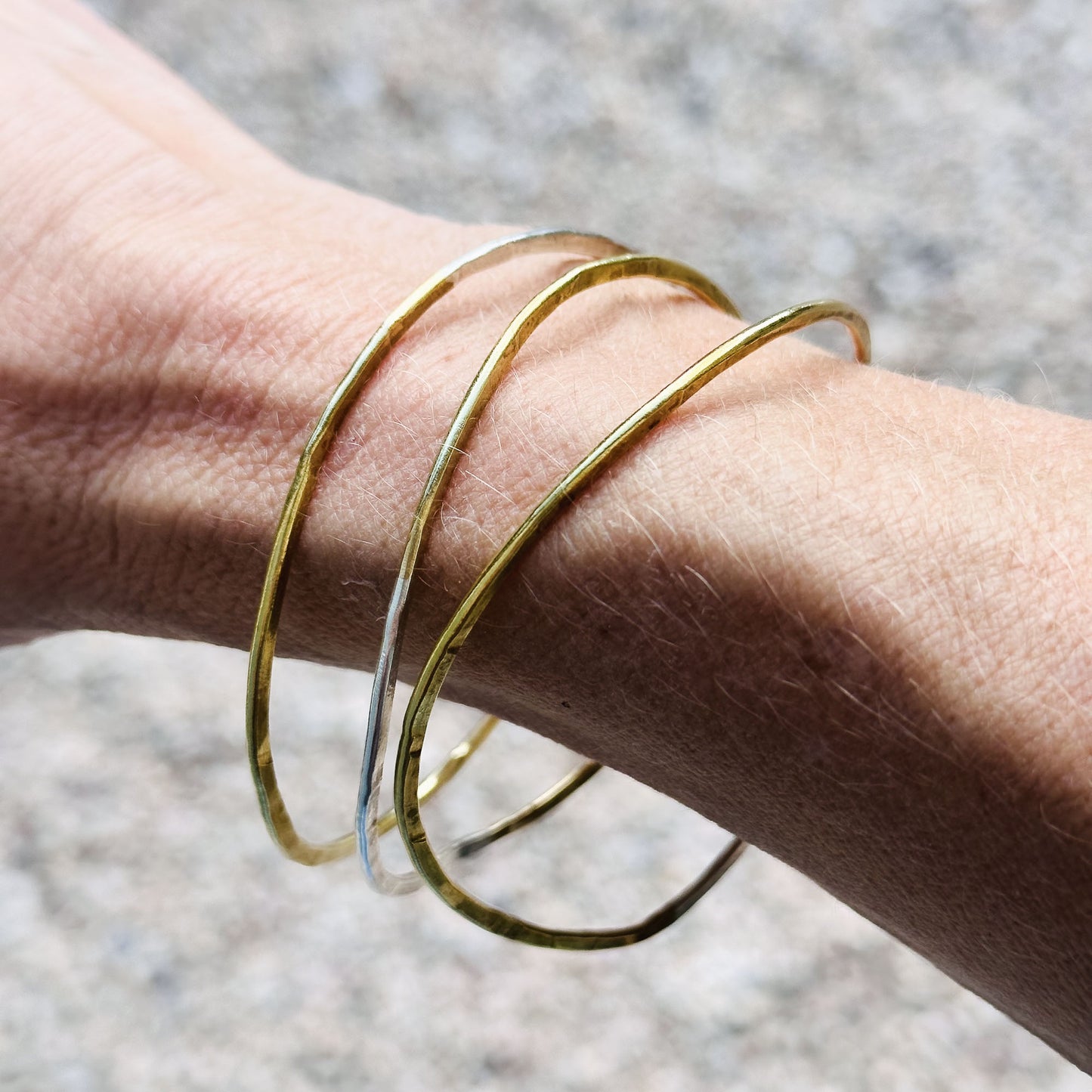 stackable silver bracelet in 925 sterling silver and brass