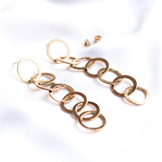 golden multi circle chain earrings • 14ct gold plated