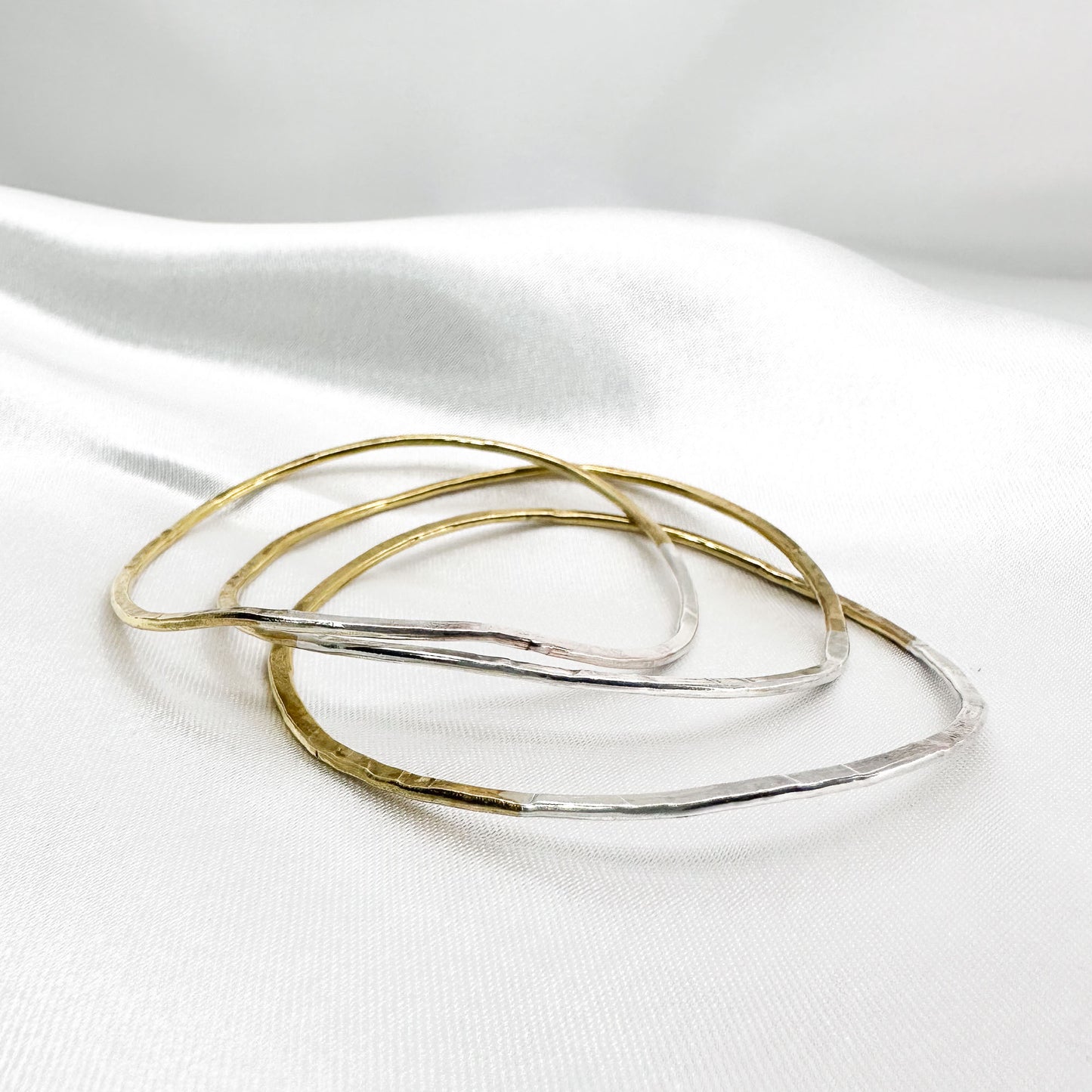 stackable silver bracelet in 925 sterling silver and brass