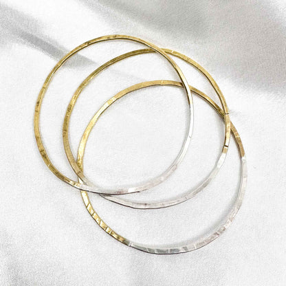 stackable silver bracelet in 925 sterling silver and brass