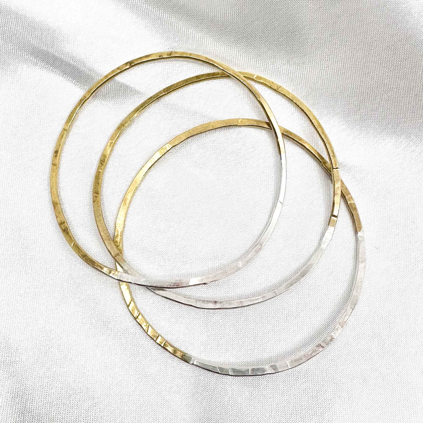 stackable silver bracelet in 925 sterling silver and brass