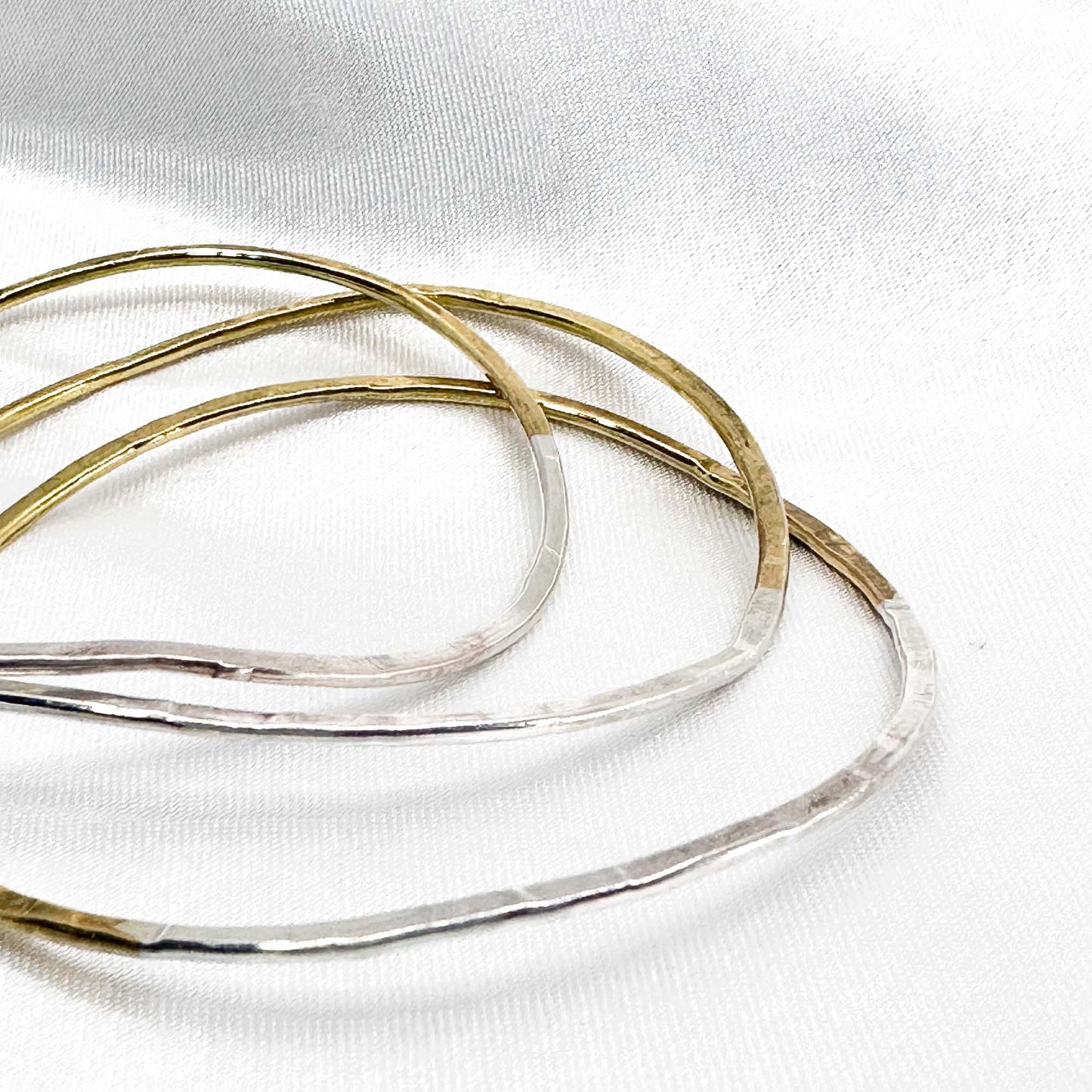 stackable silver bracelet in 925 sterling silver and brass