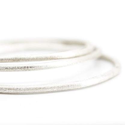 set of 3 minimalist textured sterling silver bangles