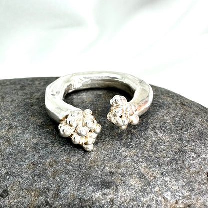 Chunky Sterling Silver Ring – Molten Cluster Open Band, One of a Kind