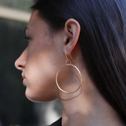 long dangling gold hoop earrings • 14ct gold plated