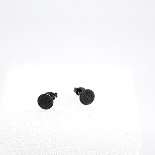 blackened small round studs in 925 eco sterling silver