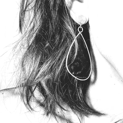 Handmade Sterling Silver Teardrop Earrings with Blue Resin • Sculptural • One of a Kind • 2