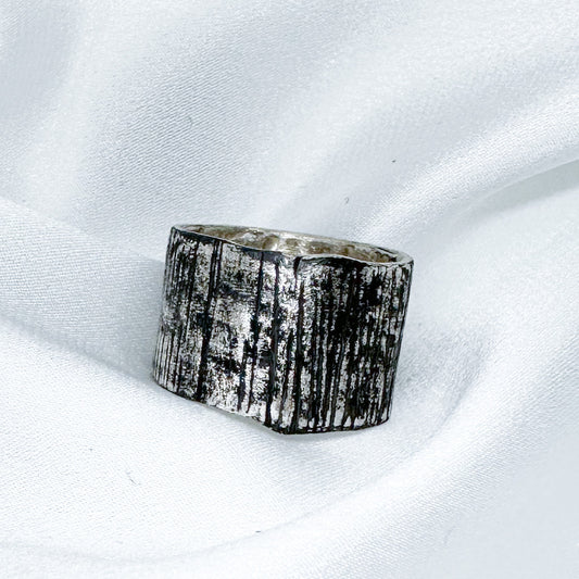Unisex Oxidised Silver Statement Ring