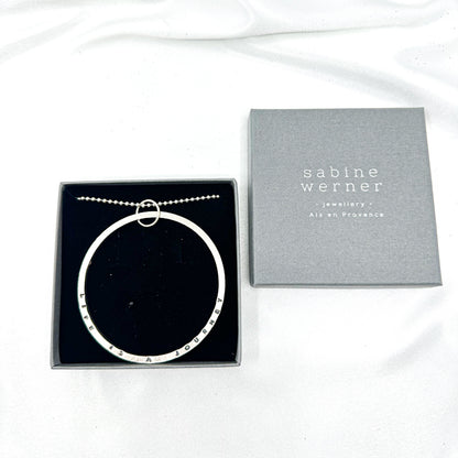 life is a journey silver pendant on long ball chain