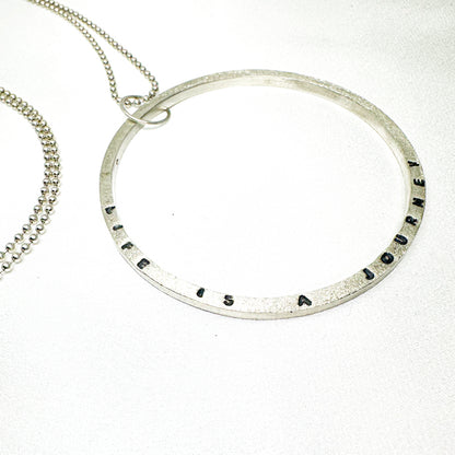 life is a journey silver pendant on long ball chain