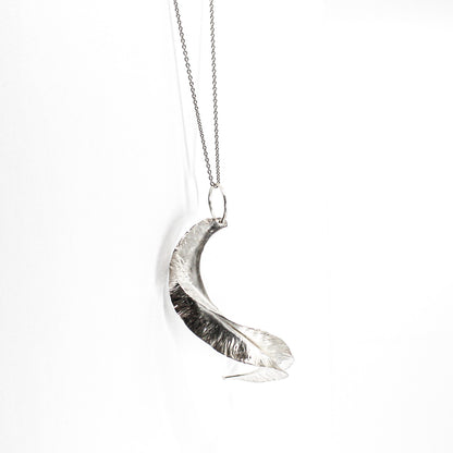 long minimalist silver statement necklace with unique pendant • 925 eco sterling silver