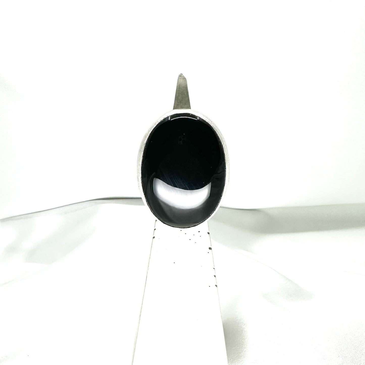 Black Onyx Cocktail Ring in Sterling Silver, size US 8, EU 57, UK P1/2