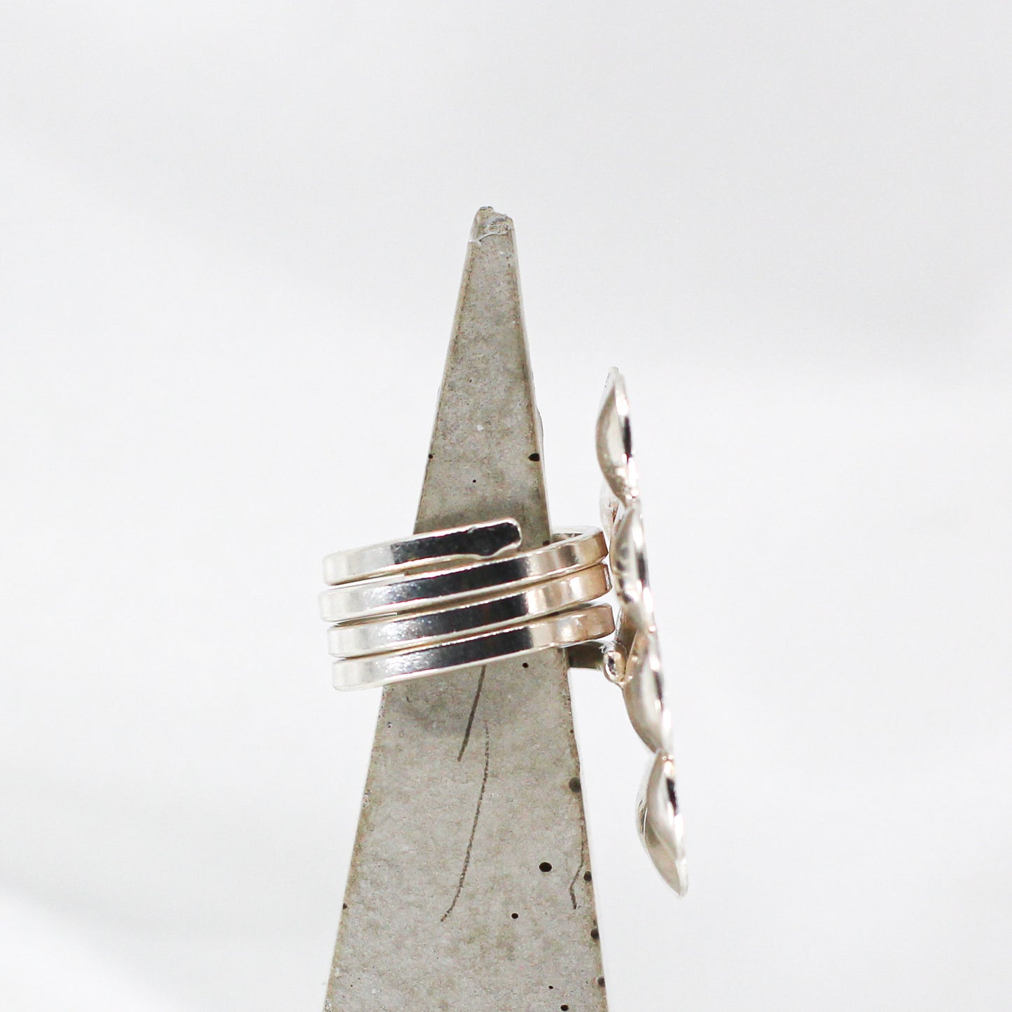 Big Flower Ring in Sterling Silver, coated with red, yellow, orange resin