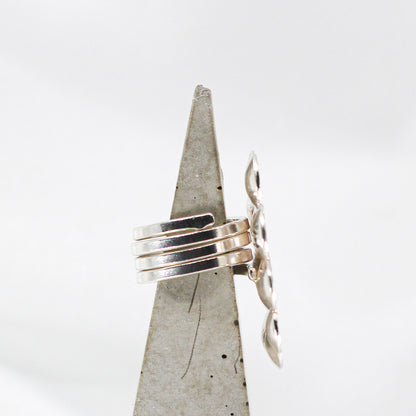 Big Flower Ring in Sterling Silver, coated with red, yellow, orange resin