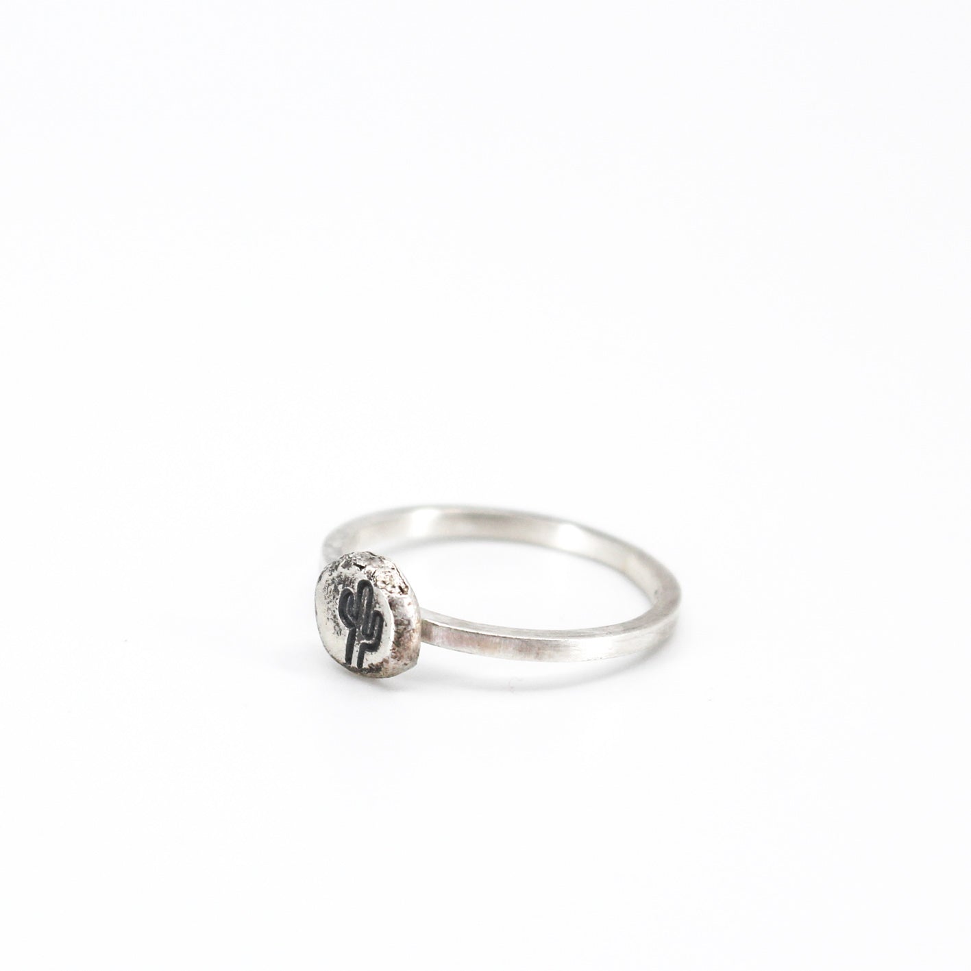 simple cactus eco sterling silver ring