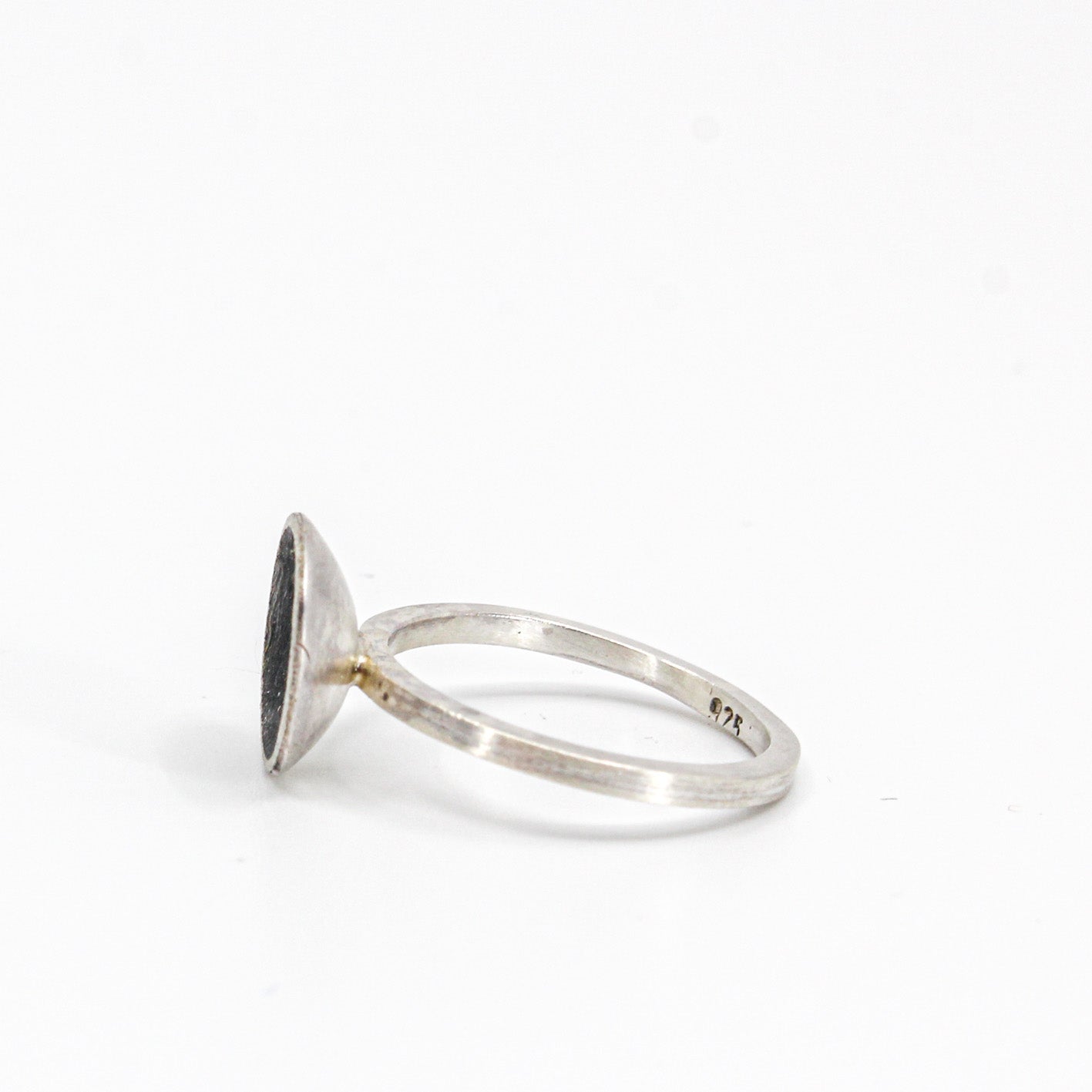 black silver ring with domed cup in 925 eco sterling silver