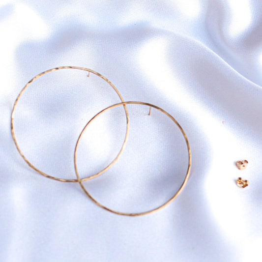 big hoop stud earrings • 14ct gold plated