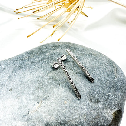 Short Bar Stud Earrings in Sterling Silver