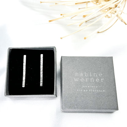 Short Bar Stud Earrings in Sterling Silver