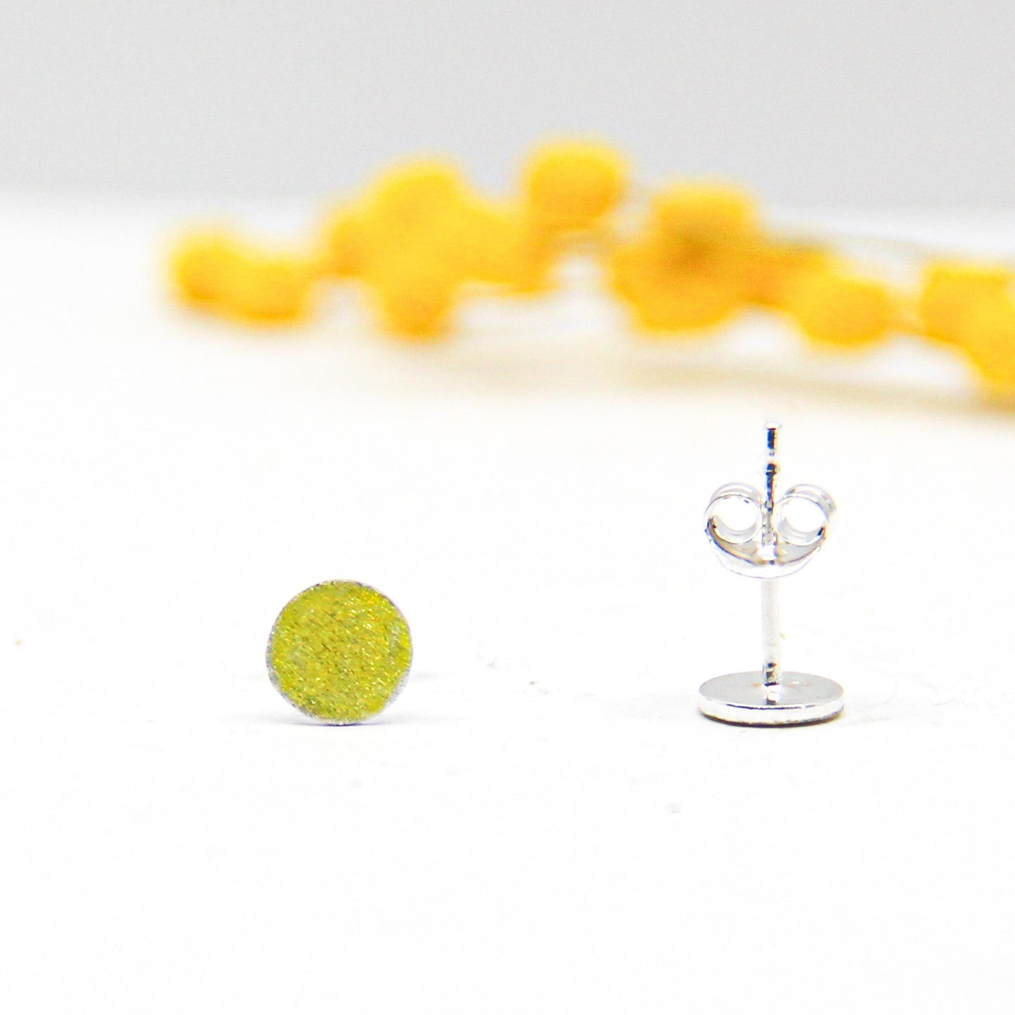 one rainbow stud to mix and match • small minimalist round silver stud earring in different colours