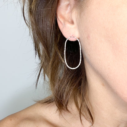 minimalist oval hoop 9ct gold stud earrings