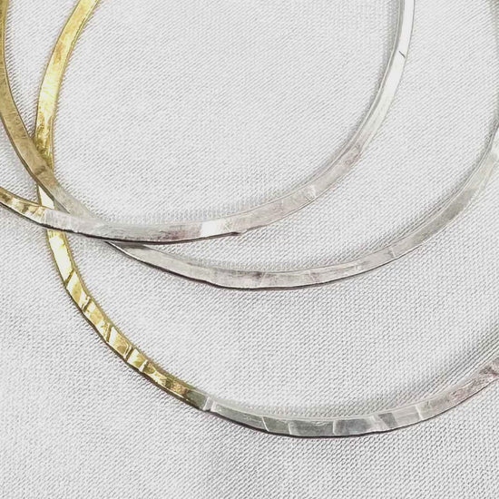 stackable gold silver bracelet bangle in Sterling silver and brass