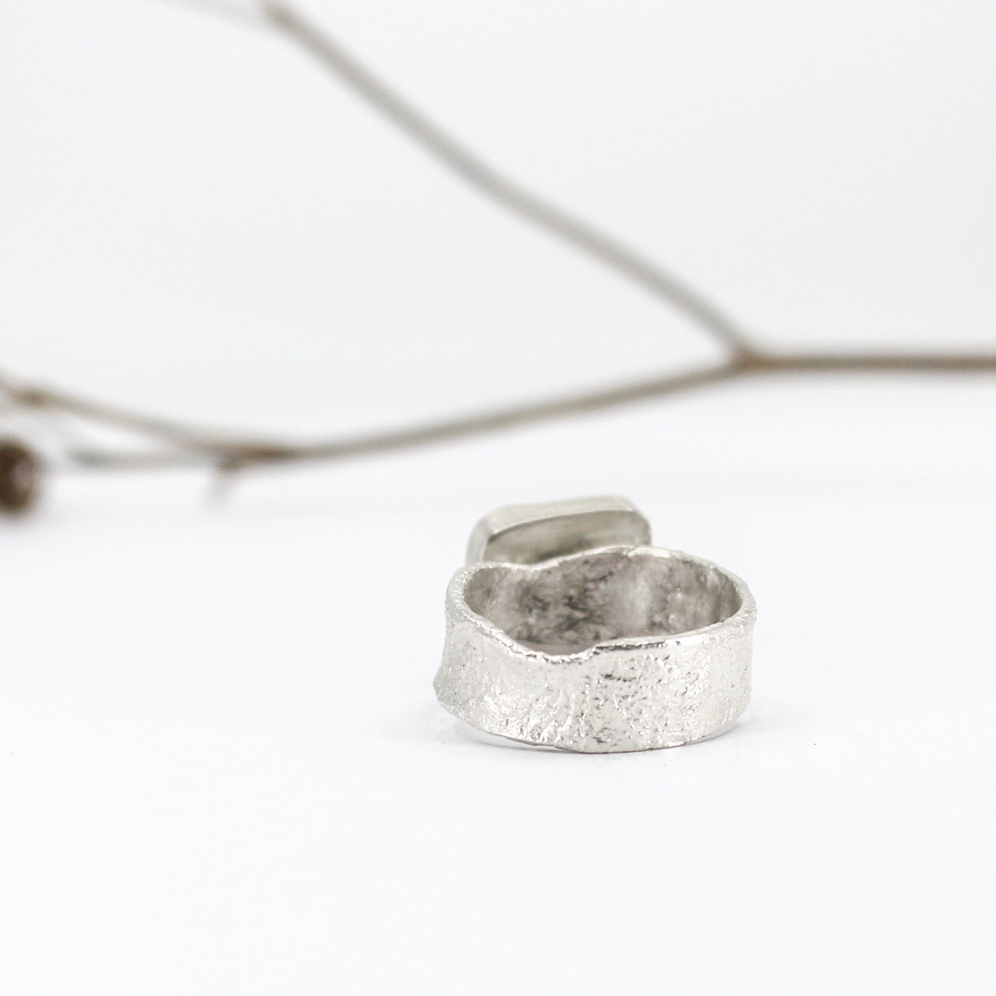 seltener blauer Seeglas-Silber-Statement-Ring aus 925er Öko-Sterlingsilber 