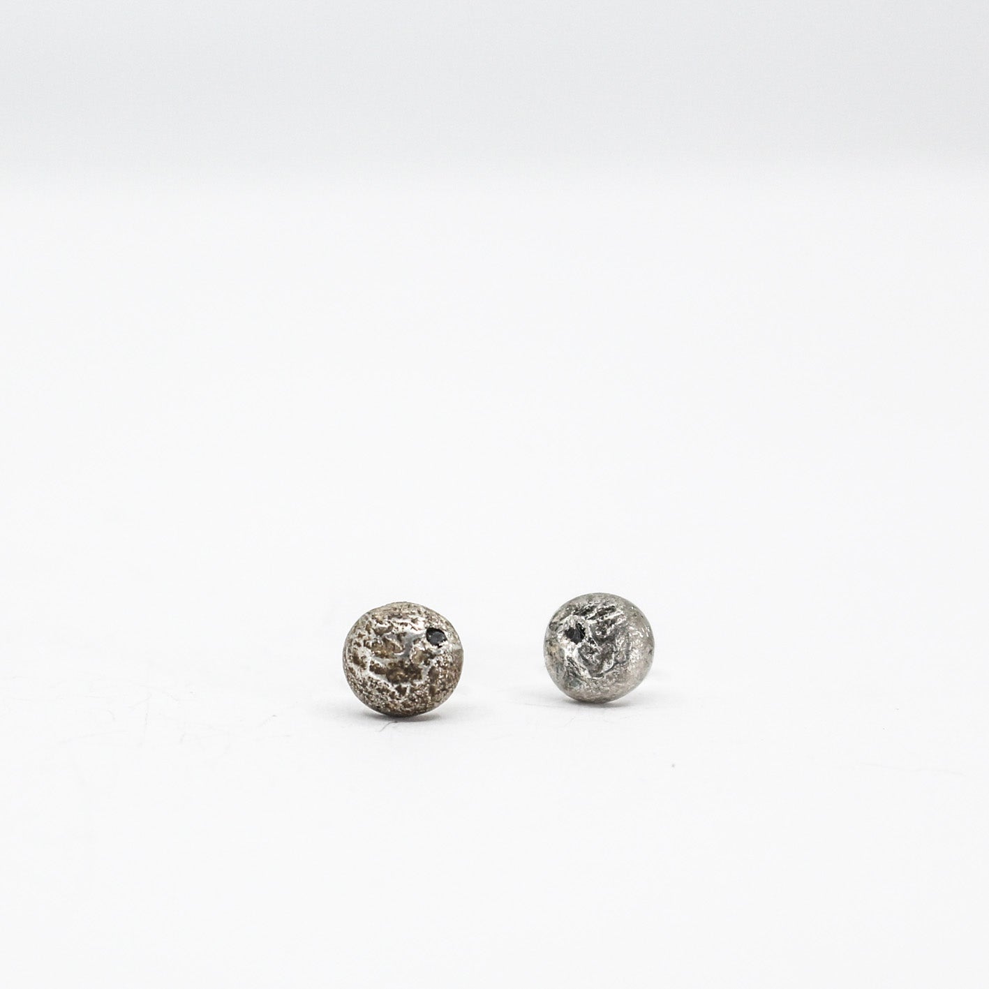 small silver studs with a set black diamond • sterling silver • handmade in France